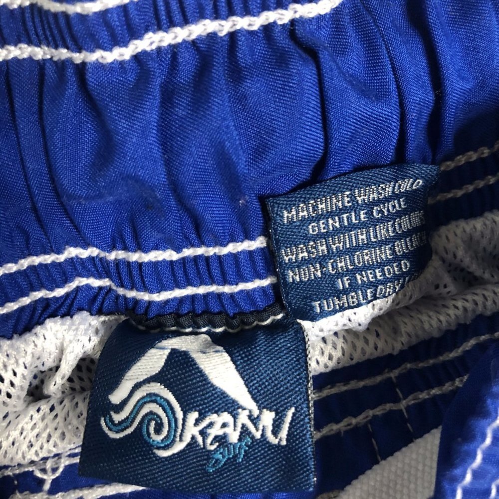 Okanu Surf Mens White Blue Athletic Swim Shorts M - Picture 3 of 3